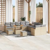 vidaXL Set de canapele pentru grădină cu pernă Bej Rattan poli 3365057