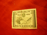 Timbru 2,4 Sh.1955 Austria - 10 Ani Republica Austriaca , stampilat