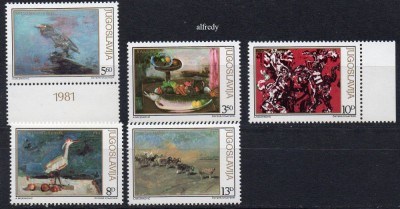 IUGOSLAVIA 1981, Arta, Pictura, Fauna, serie neuzata, MNH foto