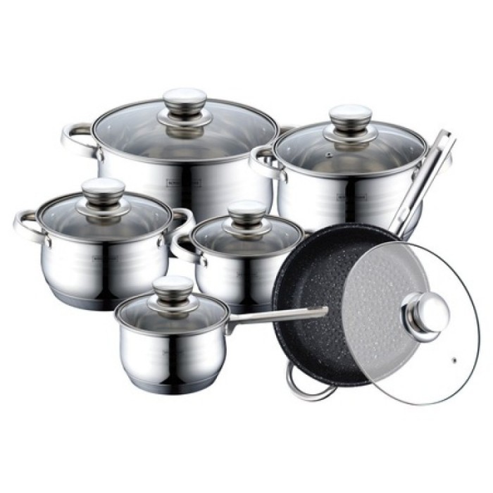 Set oale inox 12 piese Royalty Line, capace incluse, Argintiu