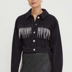 Gestuz geacă din denim femei, culoarea negru, de tranziție, oversize 10908578