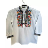 Cumpara ieftin Camasa Tip Ie Traditionala de Baieti Alba cu Motiv Floral Multicolor - ITB100