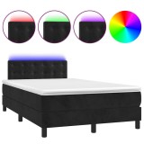 Cumpara ieftin Pat cu arcuri, saltea si LED, negru, 120x200 cm, catifea