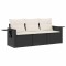 Set mobilier de gradina cu perne, 3 piese, negru, poliratan