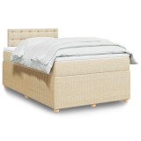 Cumpara ieftin Pat continental cu saltea, crem, 120x190 cm, textil