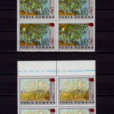 RO 2000 ,LP 1513 , " 100 ani m. Van Gogh s./1990" ,bloc 4 ,EROARE/pata L1/C3,MNH