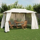 Foișor Gradina vidaXL Crem 3.93x2.93m, Acoperiș Dublu, Pereți Plasă, Oțel Antracit, Protecție UV/Ploaie