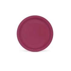 Set 10 farfurii din carton natural, 20 cm, culoare bordo