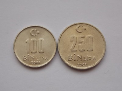 LOT 3 MONEDE DIFERITE 100,250 BIN LIRA TURCIA foto