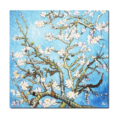 Tablou celebru pictat manual, Migdal inflorit, 60x60cm ulei pe panza, reproducere Vincent van Gogh foto