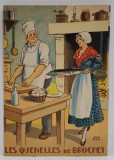 LES QUENELLES DE BROCHET , CARTE POSTALA ILUSTRATA , LITOGRAFIE SEMNATA JEAN PARIS , CU RETETA CULINARA PE VERSO , TEXT IN LB. FRANCEZA , 1946
