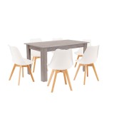 Cumpara ieftin Set de masă Zara 6+1 alb-stejar York