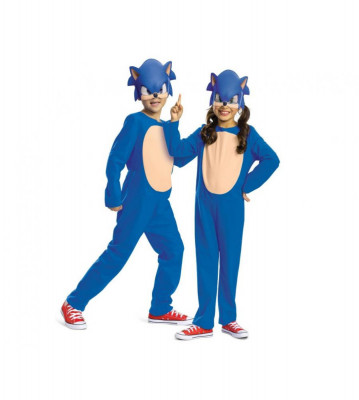 Costum carnaval Ariciul Sonic pentru copii, albastru, marime M (7-8 ani) foto