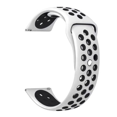 Curea silicon compatibila Cookoo Smart Watch, telescoape Quick Release, 22mm, Alb/Negru foto