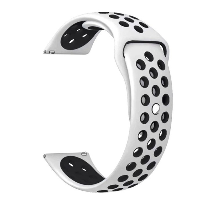 Curea silicon compatibila Cookoo Smart Watch, telescoape Quick Release, 22mm, Alb/Negru