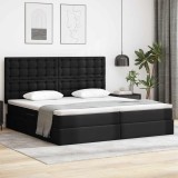vidaXL Pat cu storage cu saltea Negru 200 x 200 cm Piele artificială 3371681