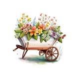 Sticker decorativ Car cu Flori, Multicolor, 55 cm, 3630ST, Oem