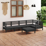 vidaXL Set mobilier de grădină, 6 piese, negru, lemn masiv de pin 3082706
