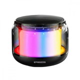 Boxa portabila cu Radio FM RGB 360 S17 LED, Emeszon&reg;, Sunet 5W, Bluetooth 5.1, IPX6, Micro USB, Slot card Micro SD, Jack, negru