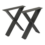 Set 2 buc picioare banca Maribo 42x40x6 cm otel negru mat forma de X [en.casa] HausGarden Leisure, [en.casa]