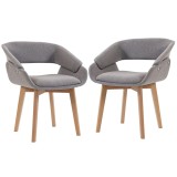 HOMCOM Set 2 Scaune Dining Ergonomice din Material Gri Deschis | Aosom Romania