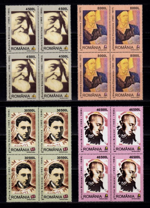 RO 2003 ,LP 1612 ,&quot;Personalitati II&quot;, serie in bloc de 4 , MNH