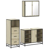 Cumpara ieftin Set mobilier de baie, 3 piese, stejar sonoma, lemn prelucrat