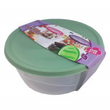 Cumpara ieftin Set 3 Cutii Alimentare Rotunde, 1.75, 1.2, 0.75 L, Recipient Incolor, Capac Verde, Set 3 Cutii Alimentare, Caserole Alimentare, Cutii Alimentare Trans, Monteli