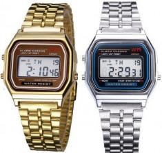 CEAS UNISEX Vintage Retro -STIL ANII 80-NOU !!! AURIU / ARGINTIU sport gen Casio foto