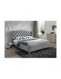 Cumpara ieftin Pat Tapitat Catifea Gri 180x200 SL Aspen Velvet, Cadru Lemn Masiv, Somiera Inclusa, Dublu