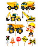 Set 11 Toppere Model Excavator pentru Tort, Carton Foliat