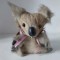 Jucarie veche Koala, vintage, blana naturala, Made in Australia - 12cm, ochi de sticla, cu eticheta