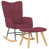 Cumpara ieftin Scaun balansoar cu taburet, rosu vin, textil
