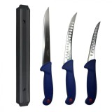 Cumpara ieftin Set profesional de macelarie, dezosat, injunghiat, transat, filetat, 3 cutite otel carbon, suport magnetic