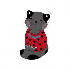 Sticker decorativ Pisica, Multicolor, 85 cm, 3260ST