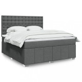 vidaXL Pat box spring cu saltea, gri &icirc;nchis, 180x200 cm, textil 3294062