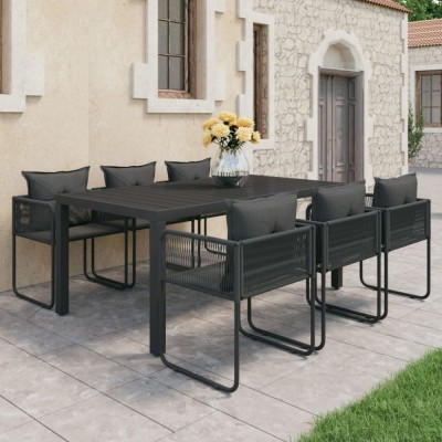 Gossi set mobilier masa de gradina, 7 piese, negru, ratan pvc foto