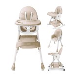 Scaun de masa bebe 4 in 1, Brivoo&reg;, multifunctional, balansoar, pliabil, 4 roti, tava detasabila, centura 5 puncte, Crem, 6-72 Luni