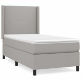 Cumpara ieftin Pat continental cu saltea, gri deschis, 80x200 cm, textil