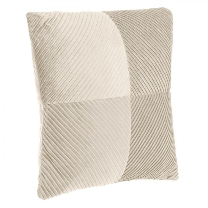 Perna de Iarna Decorativa Ecru Velvet cu Dungi Reliefate 45x45 cm