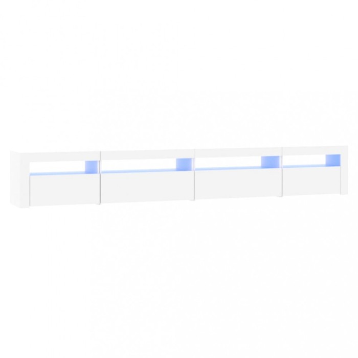 Comoda TV cu lumini LED, alb, 270x35x40 cm