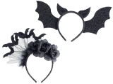 Cumpara ieftin Set 2 cordelute Halloween textil negru alb cm 33 x 18 H