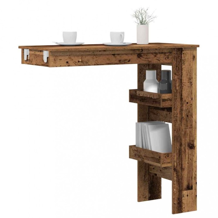 vidaXL Masă bar de perete, lemn vechi, 102x45x103,5 cm, lemn compozit 856860