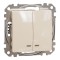 Intrerupator dublu cu led albastru Schneider Sedna bej SDD112105L