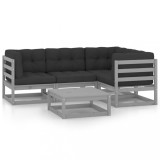vidaXL Set mobilier de grădină cu perne, 5 piese, lemn masiv de pin