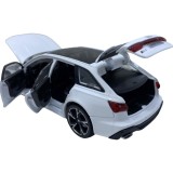 Macheta Audi RS6 alba deschide 4 usi, portbagaj si capota, lumini si sunete