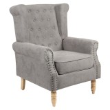 Cumpara ieftin Fotoliu Piore gri din material textil si picioare din lemn de cauciuc 77x88x106 cm
