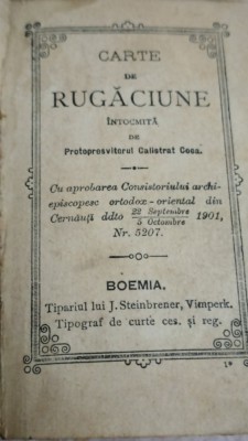 Carte de rugăciune an 1901 Calistrat Coca foto