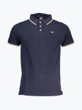 Cumpara ieftin Tricou polo barbati cu logo si detalii contraste, din bumbac, Bleumarin inchis, M