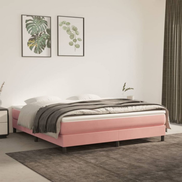 vidaXL Cadru de pat box spring, roz, 180x200 cm, catifea